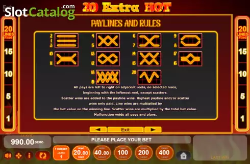 Скрин8. 20 Extra Hot слот
