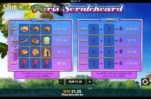 Скрин7. Paris Scratchcard слот