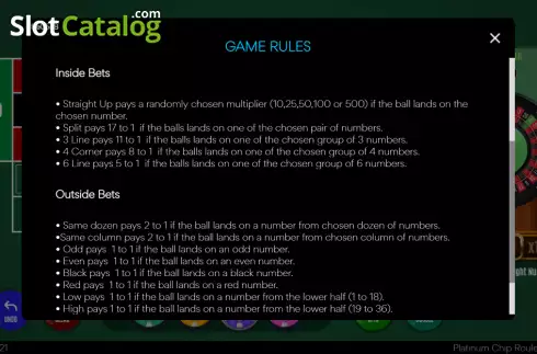 Скрин4. Platinum Chip Roulette слот