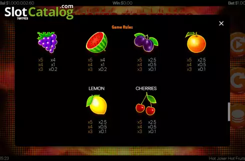 Скрин9. Hot Joker, Hot Fruits слот