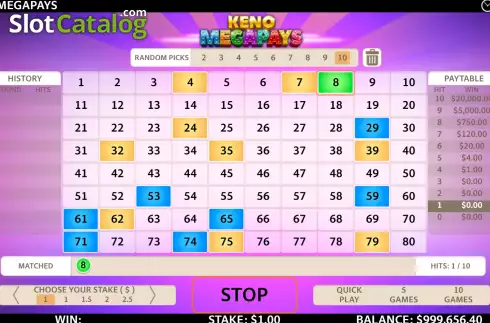 Скрин3. Keno Megapays слот