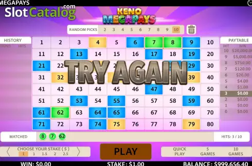 Скрин4. Keno Megapays слот