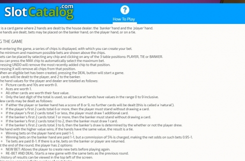 Скрин6. Baccarat (FunFair) слот