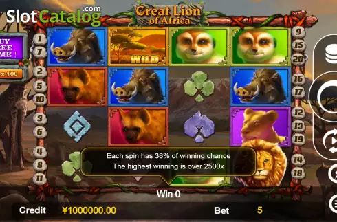 Скрин2. Great Lion of Africa слот