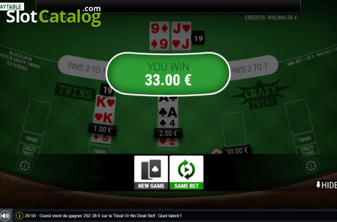 Скрин6. BlackJack Twins and Crazy Twins Extended слот