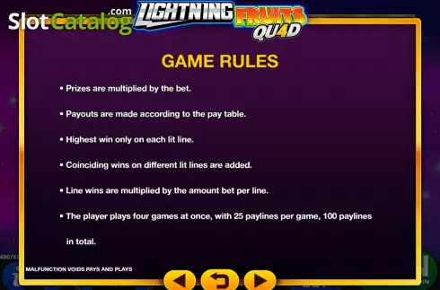 Скрин7. Lightning Fruits Quad слот