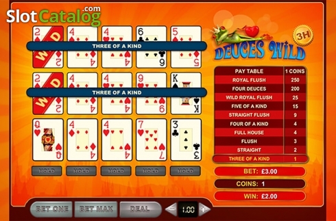 Скрин3. Deuces Wild 3 Hands (GVG) слот