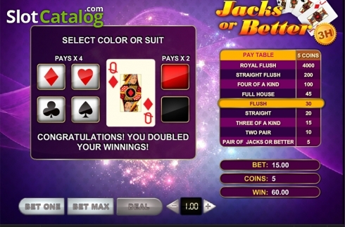 Скрин4. Jacks Or Better 3 Hands	 слот
