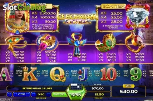 Скрин6. Cleopatra Jewels (GameArt) слот