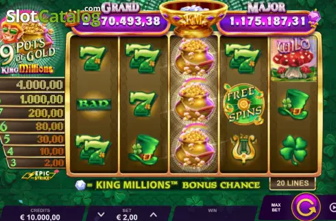Скрин2. 9 Pots of Gold King Millions слот