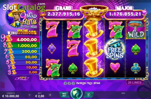 Скрин2. 9 Mad Hats King Millions слот