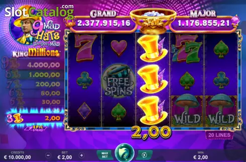 Скрин3. 9 Mad Hats King Millions слот