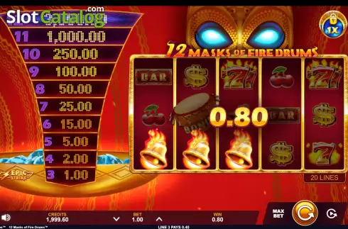 Скрин3. 12 Masks of Fire Drums слот