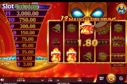 Скрин5. 12 Masks of Fire Drums слот