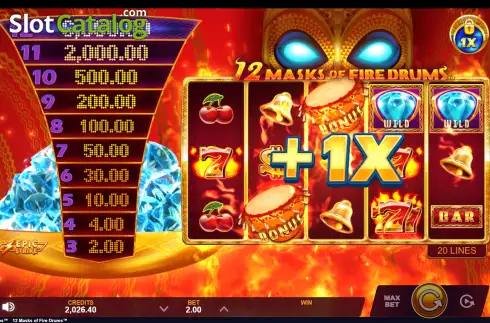 Скрин9. 12 Masks of Fire Drums слот