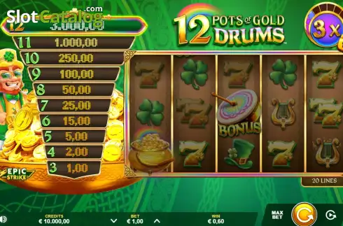 Скрин3. 12 Pots of Gold Drums слот