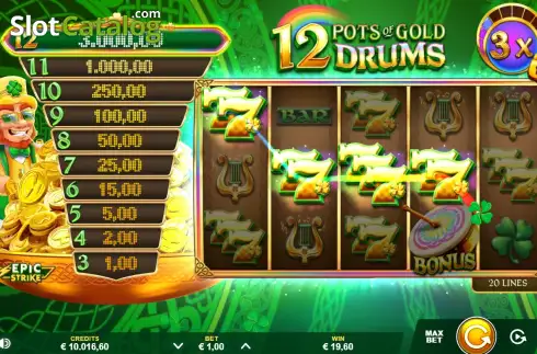 Скрин4. 12 Pots of Gold Drums слот