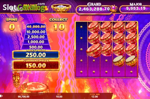 Скрин3. 12 Masks of Fire Drum Frenzy King Millions слот