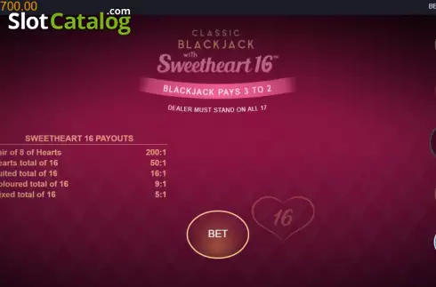 Скрин2. Classic Blackjack with Sweetheart 16 слот