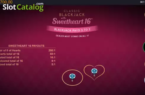 Скрин3. Classic Blackjack with Sweetheart 16 слот