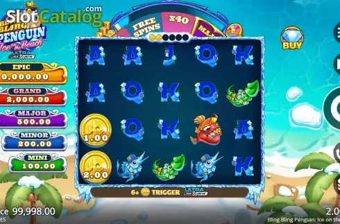 Скрин2. Bling Bling Penguin: Ice On The Beach слот