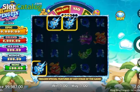 Скрин3. Bling Bling Penguin: Ice On The Beach слот