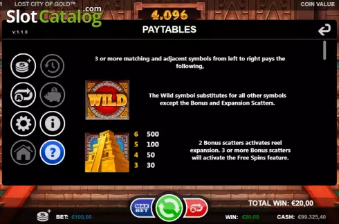 Скрин5. Lost City of Gold (Games Inc) слот