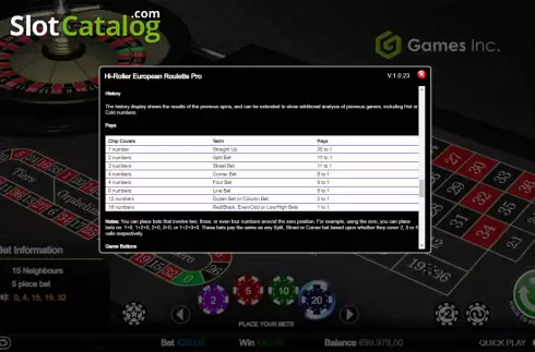 Скрин5. Hi-Roller Roulette (Games Inc) слот