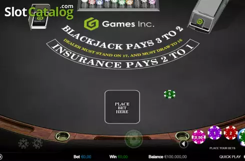 Скрин2. Single Hand Blackjack (Games Inc) слот