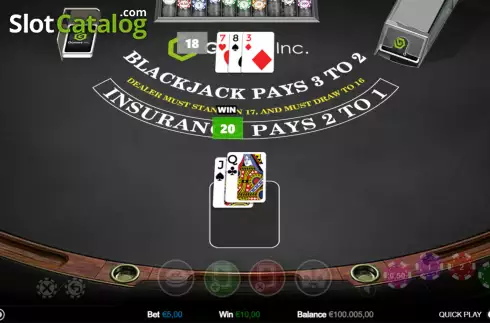 Скрин3. Single Hand Blackjack (Games Inc) слот