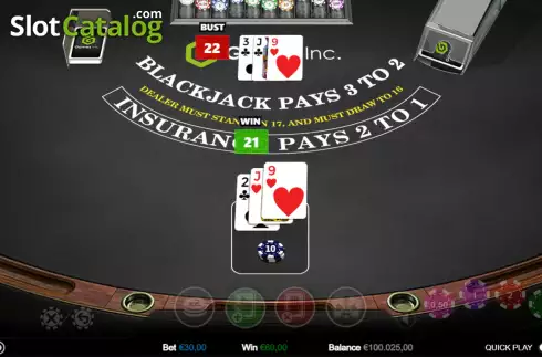 Скрин4. Single Hand Blackjack (Games Inc) слот