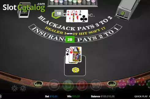 Скрин3. Single Deck Blackjack (Games Inc) слот