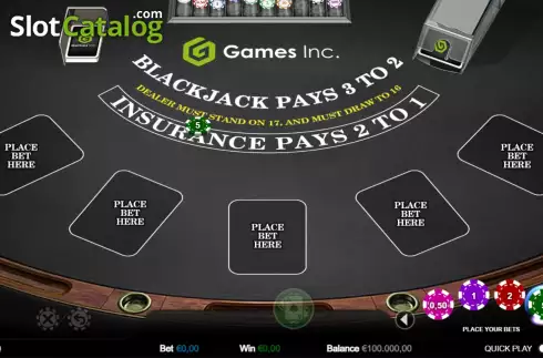 Скрин2. Five Hand Blackjack (Games Inc) слот