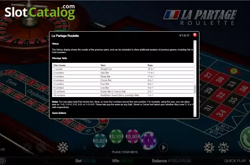 Скрин5. La Partage Roulette (Games Inc) слот