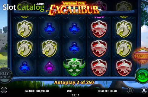 Скрин3. Towering Pays Excalibur слот