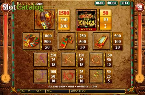 Скрин3. Valley of the Kings слот