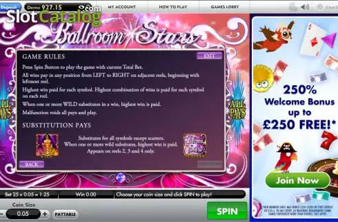 Скрин4. Ballroom Stars слот