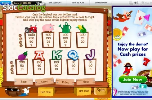 Скрин2. Barnyard Bonanza (Gamesys) слот
