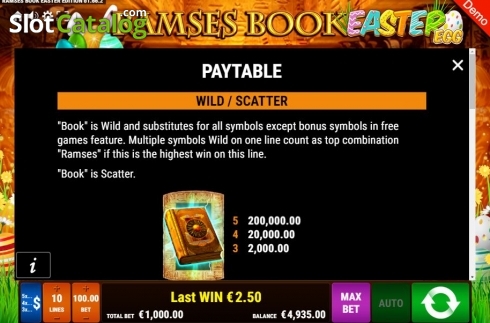 Скрин6. Ramses Book Easter Egg слот