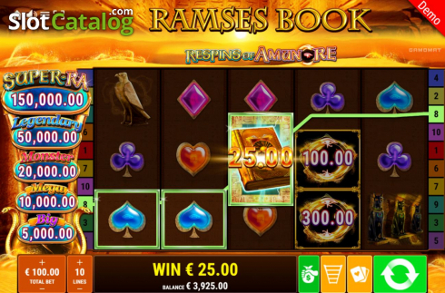 Скрин5. Ramses Book Respins of Amun-Re слот