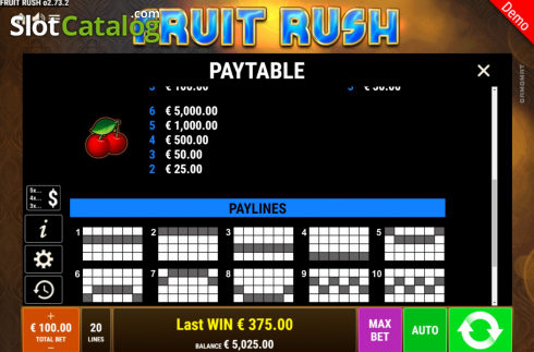 Скрин8. Fruit Rush (Gamomat) слот