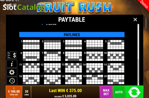 Скрин9. Fruit Rush (Gamomat) слот