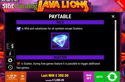 Скрин7. Lava Lions слот