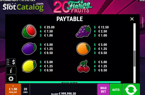 Скрин8. 20 Flaring Fruits слот