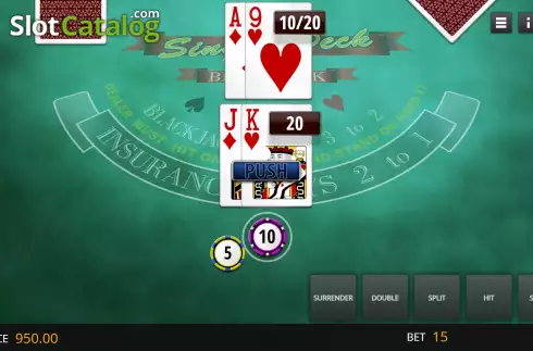 Скрин4. Single Deck Blackjack (Genii) слот
