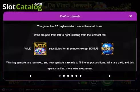 Скрин5. Da Vinci Jewels слот