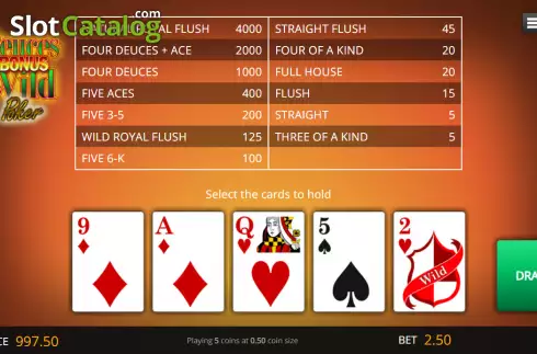 Скрин2. Bonus Deuces Wild (Genii) слот