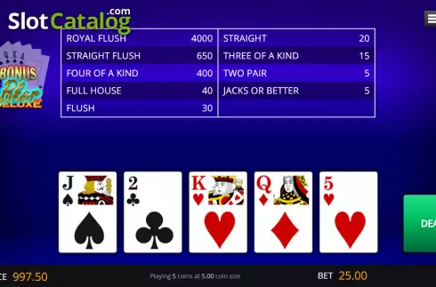Скрин2. Bonus Poker Deluxe (Genii) слот
