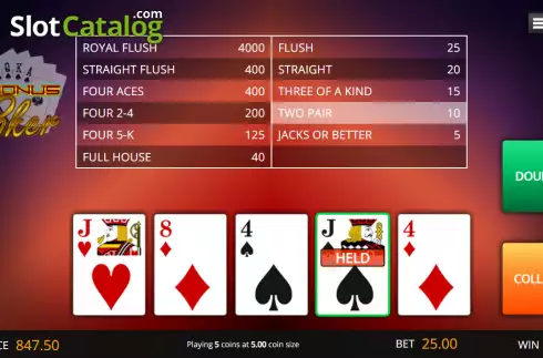 Скрин2. Bonus Poker (Genii) слот