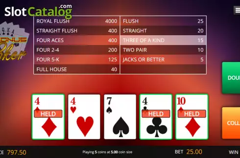 Скрин3. Bonus Poker (Genii) слот